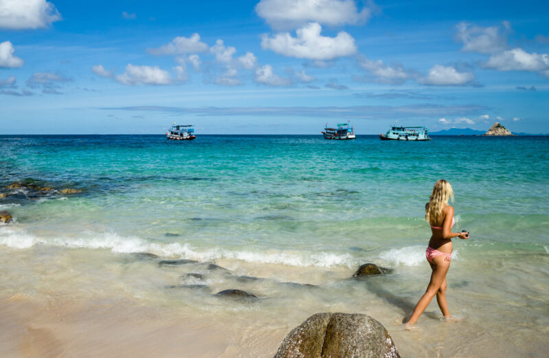 Enjoying the view at Ao Leuk Beach, one of Koh Tao's Best Beaches.