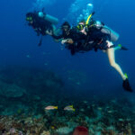 Experience Scuba Diving in Koh Tao with the SSI Basic diver. This image includes a couple of scuba divers on one of Koh Taos best dive sites.